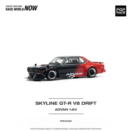 (Pre-Order) 1:64 | Pop Race - Skyline GT-R V8 Drift (Hakosuka) Advan Pop Race