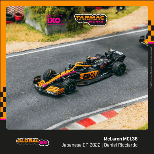 (Pre-Order) 1:64 | Tarmac Works - McLaren MCL36 Japanese Grand Prix 2022 Daniel Ricciardo - Kanjo Street